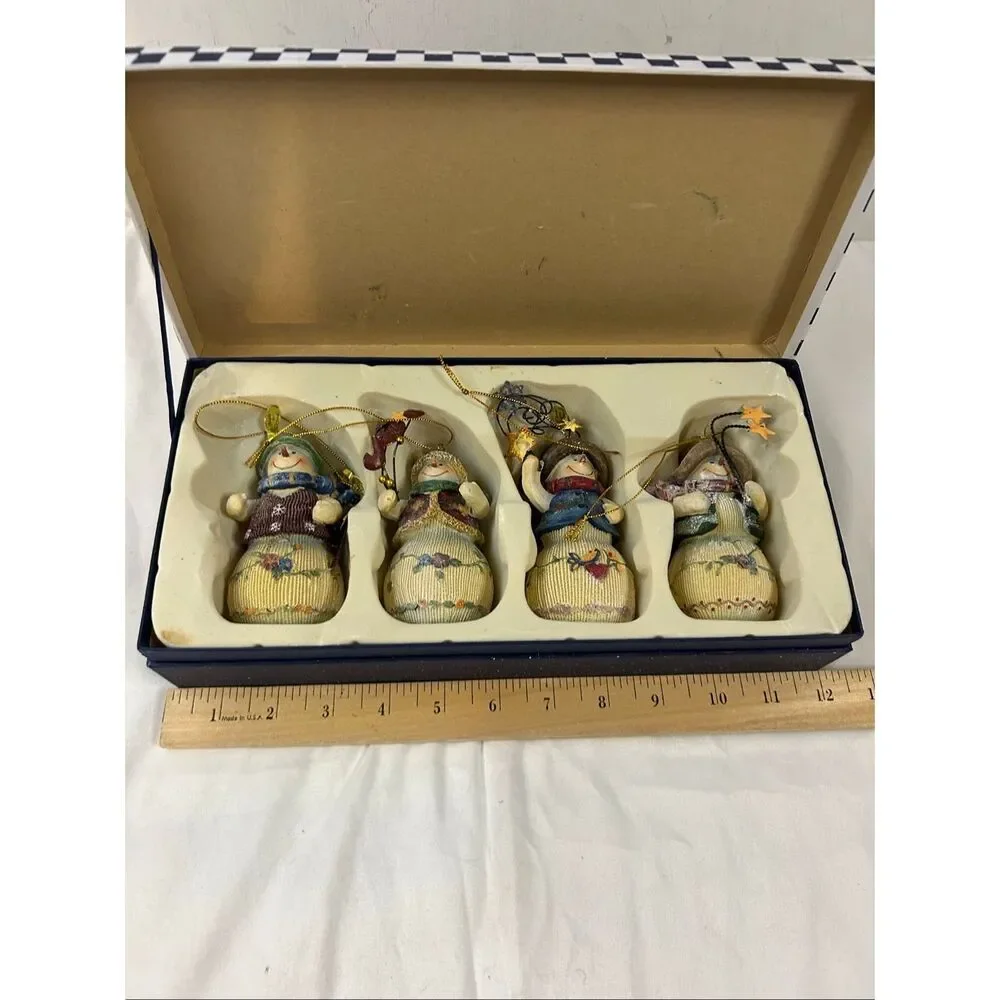 4‎ Snowman Christmas tree ornaments boxed new